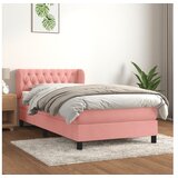 vidaXL Box spring postelja z vzmetnico roza 100x200 cm žamet Cene