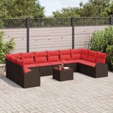  Sjedeća garnitura za vrt 11 kom. Smeđa i crvena poliratan 334 x 179 x 85 cm | Shoptok.si