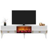 Hanah home tv polica doruk fireplace white gold