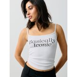 Sinsay Pamučni top na naramenice s natpisom | shoptok.hr