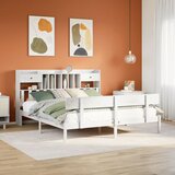 vidaXL Knjižna postelja brez vzmetnice bela 200x200 cm trdna borovina Cene