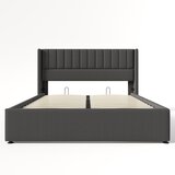 Lumor Oblazinjena postelja s predalom 180x200 cm iz lana z letvičastim okvirjem - siva, (22151283) | Shoptok.si