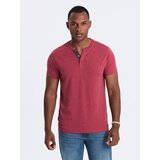 Ombre Men's T-shirt with round henley neckline - red | Eponuda.ba