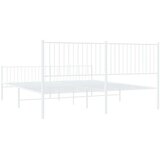 vidaXL Kovinski posteljni okvir z vzglavjem in vznožjem bel 193x203 cm | Shoptok.si