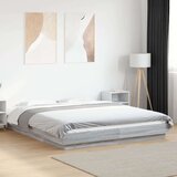 vidaXL Posteljni okvir z LED lučkami siva sonoma 150x200 cm inž. les | Shoptok.si
