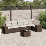 Maison Chic Seti vrtnega pohištva - Vrtna garnitura - Vrtni pohištvo set 7-delna z blazinami rjav poli ratan, (21802903) | Shoptok.si