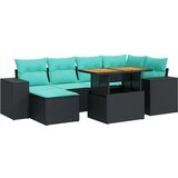  Vrtna garnitura - 7-dijelni set vrtnih sofa od poliratana s jastucima crni - Crna sa spremištem 1 | shoptok.hr