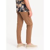 Ombre Men's chino pants with decorative waistband - brown | Shoptok.si
