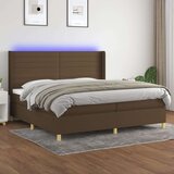  Krevet box spring s madracem LED tamnosmeđi 200x200 cm tkanina Cijene