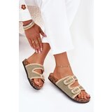 Boto Crochet Women's Sandals With Golden Buckles Green Fenira | shoptok.hr