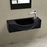 vidaXL Keramičen Kopalniški Umivalnik z Odprtino za Pipo Črne Barve, (21409175) | Shoptok.si