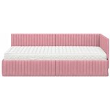  Kutni krevetni okvir s madracem s uzglavljem 2 kom. Siva Baršun - Ružičasta 100 x 200 cm | shoptok.hr