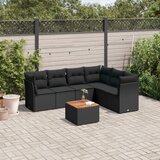  7-dijelni set vrtnih sofa od poliratana s jastucima crni | shoptok.hr
