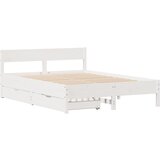 vidaXL Posteljni okvir z vzglavjem bel 150x200 cm trdna borovina, (21322467) | Shoptok.si