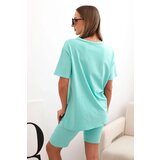 Kesi Włoski Women's cotton set with short sleeves and shorts mint | Shoptok.si