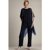 Fenzy Komplet Elegantne Prozirne Tunike I Dugih Hlača Claudette, Tamnoplave | shoptok.hr