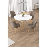 Hanah home trpezarijski set Osle, sto i 4 stolice, bela ploča, zlatne noge, kapućino tkanina Babyface | Eponuda.com