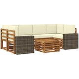  Set vanjskih sofa 7 kom. Prirodna i krem Čvrsto drvo akacije | shoptok.hr