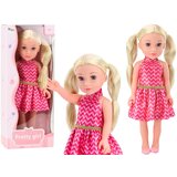Lean_Toys Punčka, roza obleka, čop, blond lasje, velika lutka 46 cm | Shoptok.si