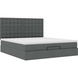 vidaXL Otomanski posteljni okvir z vzmetnico siv 180x200 cm blago | Shoptok.si