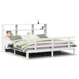 vidaXL Krevet s regalom z knjige bez madraca bijeli 200x200cm borovina | shoptok.hr