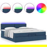 vidaXL Otomanski posteljni okvir z vzmetnicami moder 200x200 cm blago, (21653386) | Shoptok.si