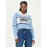 Tommy Jeans Pulover Varsity DW0DW19235 Modra Relaxed Fit