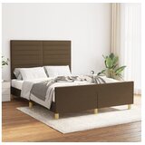  Okvir za krevet s uzglavljem tamnosmeđi 140x190 cm od tkanine | shoptok.hr