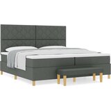 vidaXL Krevet s uzglavljem s madracem i klupom tamnosiva 200x200 cm Tkanina | shoptok.hr