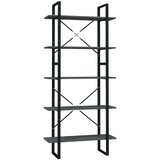 Furnova Knjižna omara 5-nadstropna siva 80x30x175 cm inženirski les, (21932442) | Shoptok.si