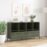 vidaXL Komoda olivno zelena 135x39x73,5 cm hladno valjano jeklo | Shoptok.si
