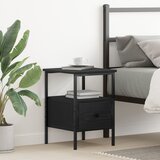 vidaXL Nočna omarica Črna omarica Inženirski les z kovinskim okvirom | Shoptok.si