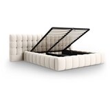 Micadoni Home Kremno bela oblazinjena zakonska postelja s prostorom za shranjevanje z letvenim dnom 160x200 cm Mamaia – | Shoptok.si