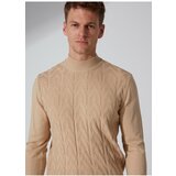ALTINYILDIZ CLASSICS Men's Beige Anti-Pilling Standard Fit Regular Fit Half Turtleneck Dobby Knitwear Sweater Cene