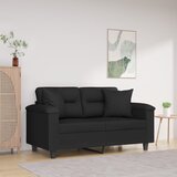 vidaXL Dvosjed s jastucima crni 120 cm od mikrovlakana Cijene