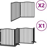  Vrata za pse s vratašcima 8 panela sklopiva 640 cm drvo topole Crna 80 x 90 x 2 cm | Shoptok.si