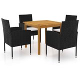  5-dijelni vrtni blagovaonski set crni Cijene
