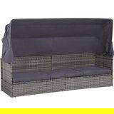 vidaXL Ležaljka za sunčanje s baldahinom siva 205 x 62 cm poliratan Cijene
