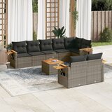 Maison Chic Seti vrtnega pohištva - Vrtna garnitura - Vrtni pohištvo set 9-delna z blazinami siv poli ratan, (21798078) | Shoptok.si