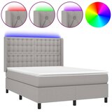  box spring s madracem LED svjetlosivi 140x190 cm tkanina | shoptok.hr