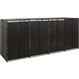 vidaXL Lopa za štiri smetnjake črna 274x80x117 cm poli ratan Cene