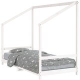  Otroški posteljni okvir bel 90x200 cm trdna borovina, (20916893) | Shoptok.si