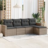 Maison Chic Seti vrtnega pohištva - Vrtna garnitura - Vrtni pohištvo set 5-delna z blazinami siv poli ratan, (21814073) | Shoptok.si