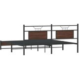 Metalni Kovinski posteljni okvir brez vzmetnice rjavi hrast 180x200 cm, (21829369) | Shoptok.si