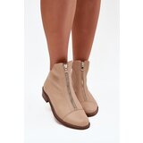 Zazoo Leather Ankle Boots With Zipper Beige | shoptok.hr