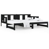  Dnevni ležaj na izvlačenje crni 2x (80x200) cm masivna borovina | Eponuda.com
