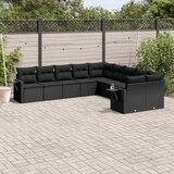 vidaXL 10-dijelni set vrtnih sofa s jastucima crni od poliratana | shoptok.hr
