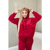 Kesi Velour set kangaroo sweatshirt + trousers red Cene