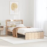 vidaXL Posteljni okvir z vzglavjem bel 75x190 cm trdna borovina | Shoptok.si