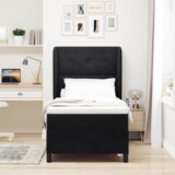 Box Spring Krevet s Madracem Crna 90x190 cm Baršun | shoptok.hr